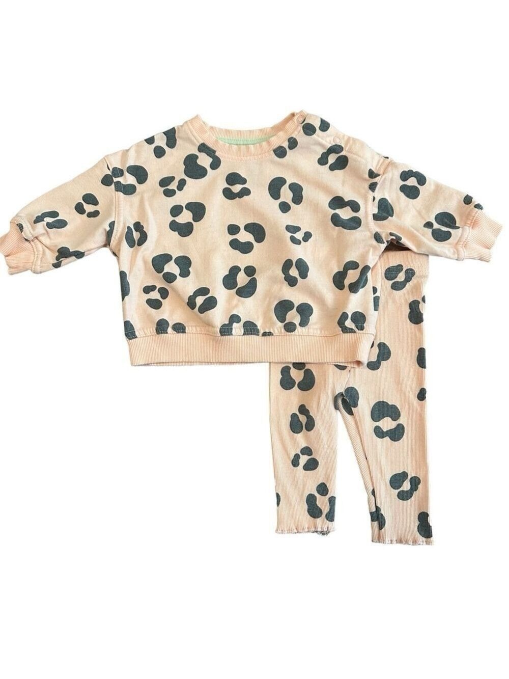 George Baby Viral Leopard Print Oversized Sweatshirt Top & Ribbed Leggings Set